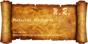 Matulai Richárd névjegykártya